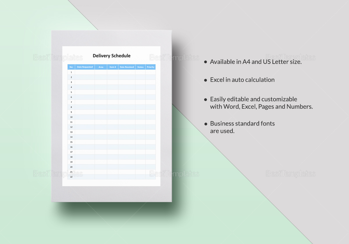 Delivery Schedule Template In Word Excel Apple Pages Numbers