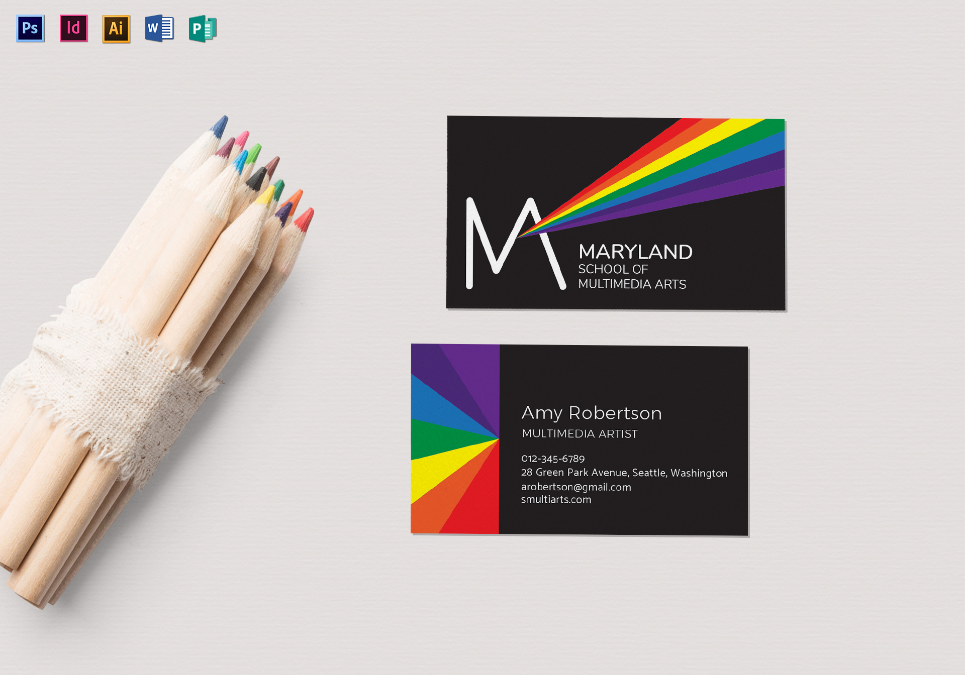 rainbow business card