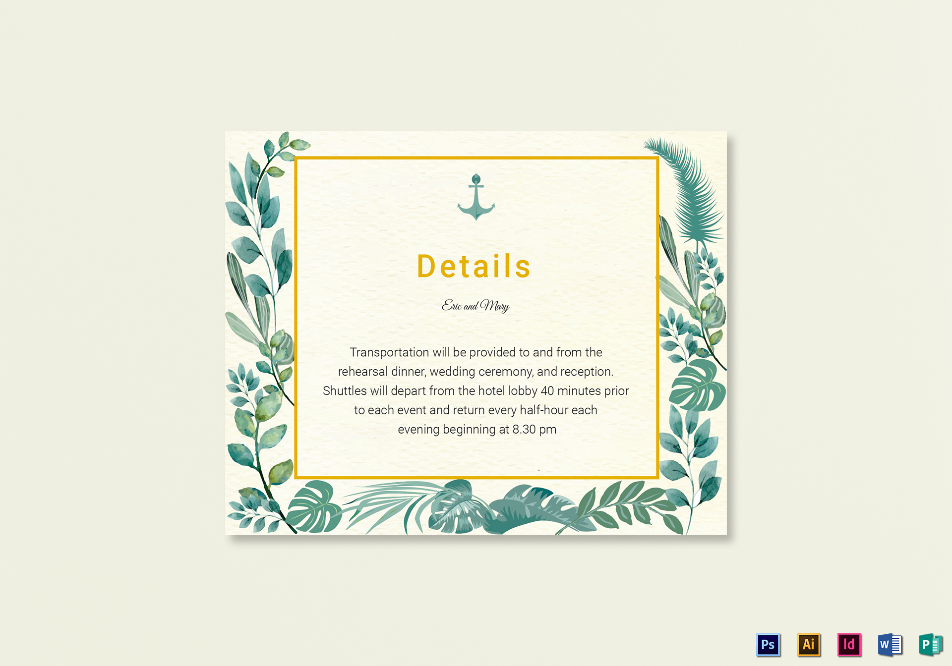 Nautical Wedding Details Card Template