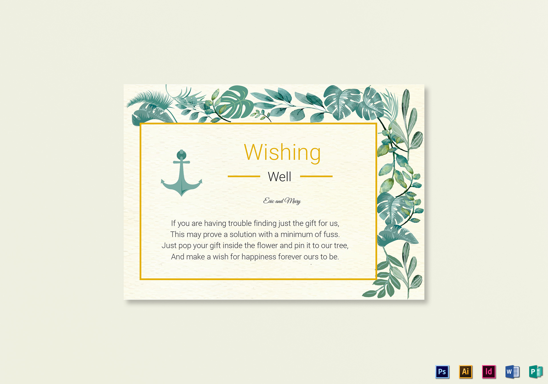 Nautical Wishing Well Card Template In Psd Word Publisher Nautical Wishing Well Card Template