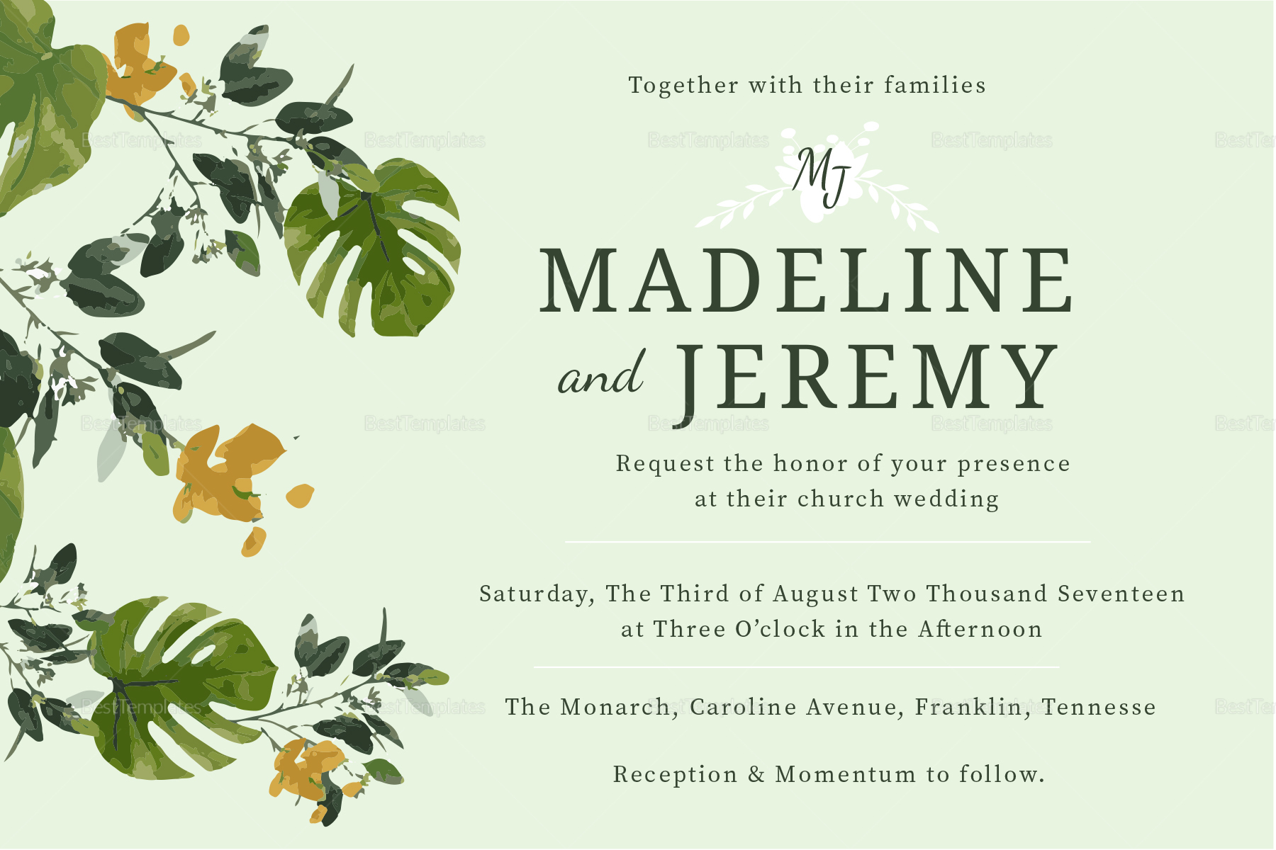 Church Wedding Invitation Design Template in PSD, Word, Publisher In Church Wedding Invitation Card Template