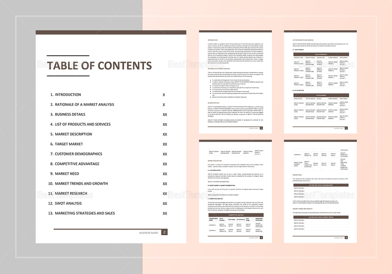 Market Analysis Template in Word, Google Docs, Apple Pages