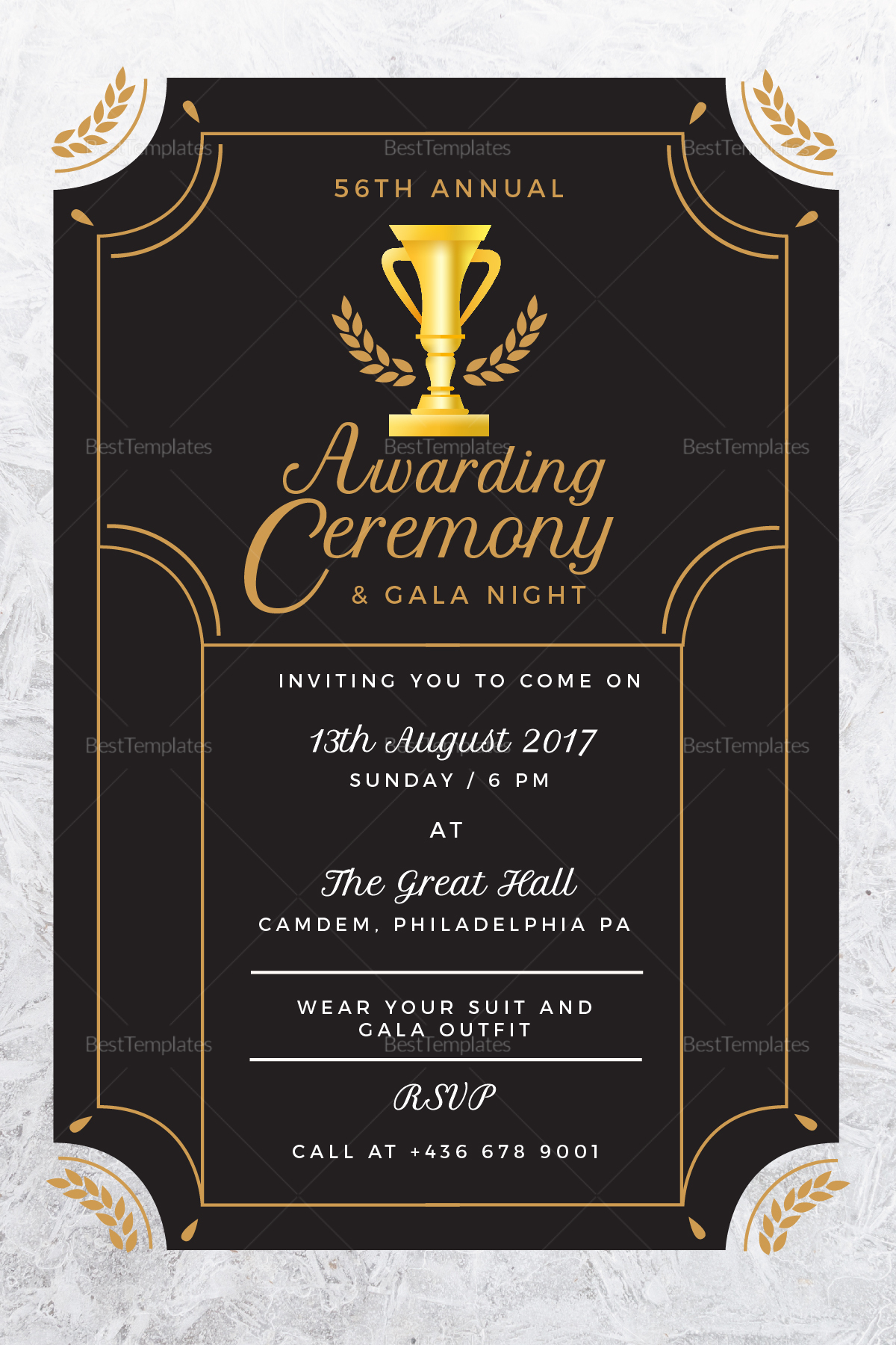 Annual Award Ceremony Invitation Design Template in PSD Word