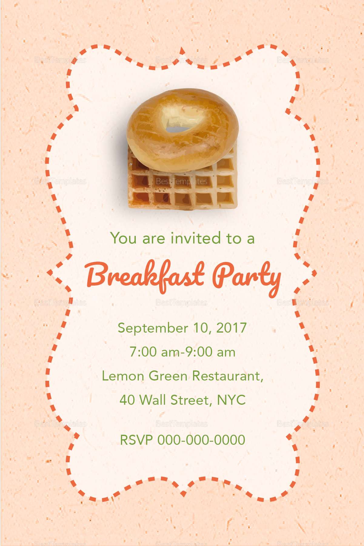 Pink Breakfast Party Invitation Template