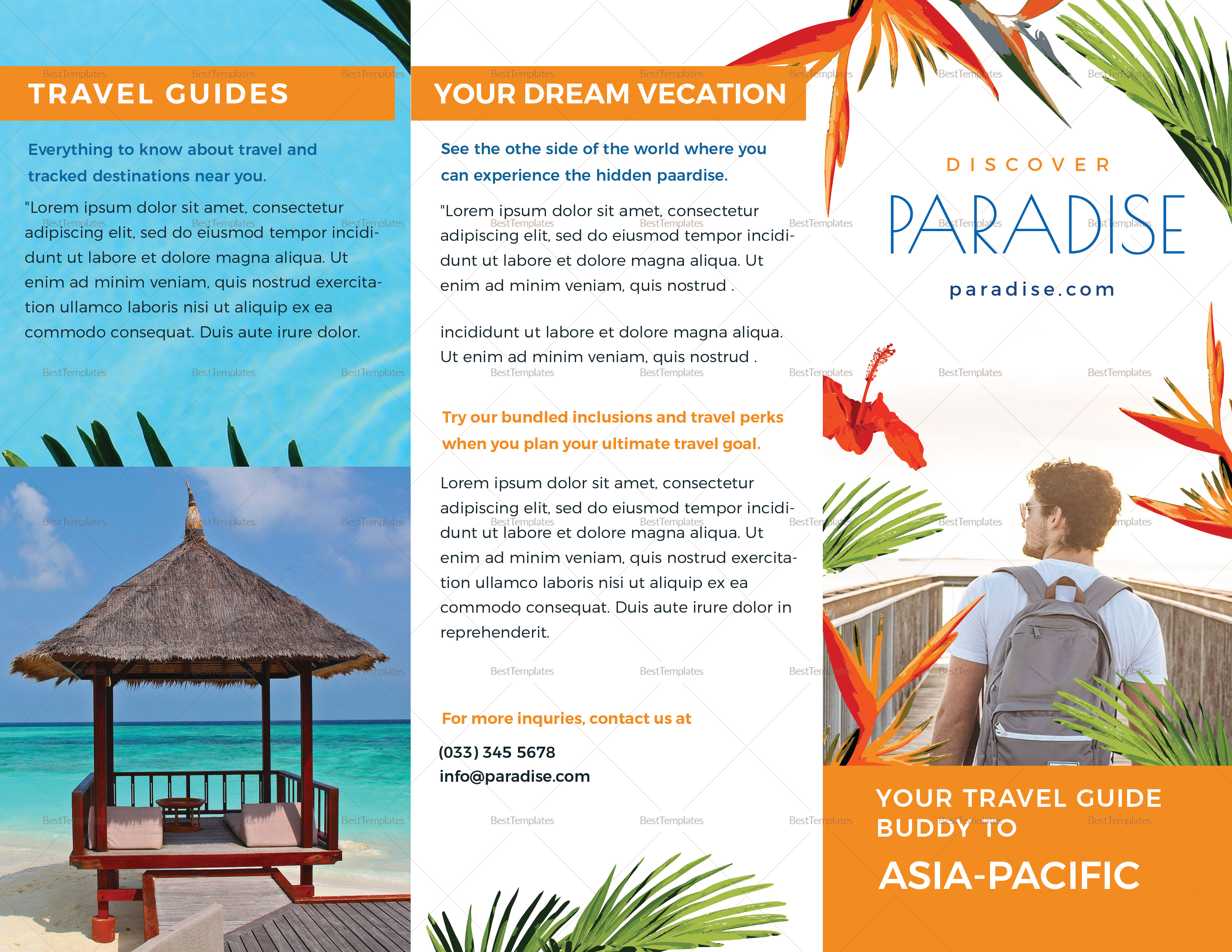 Travel Tri Fold Brochure Design Template in PSD, Word, Publisher