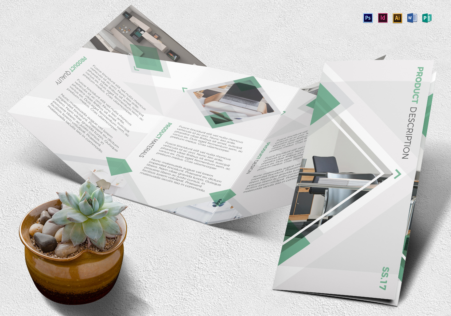 Geometric Product Brochure  Design Template in PSD Word 