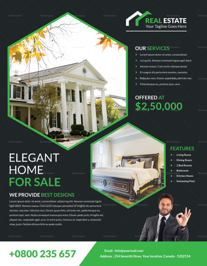 Elegant Real Estate Flyer Design Template in Word, PSD, Publisher