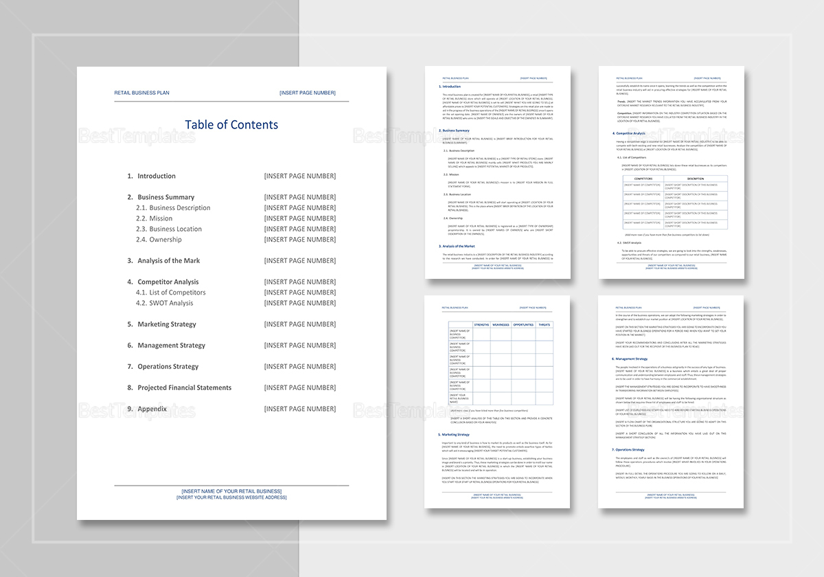 Retail Business Plan Template In Word Google Docs Apple Pages