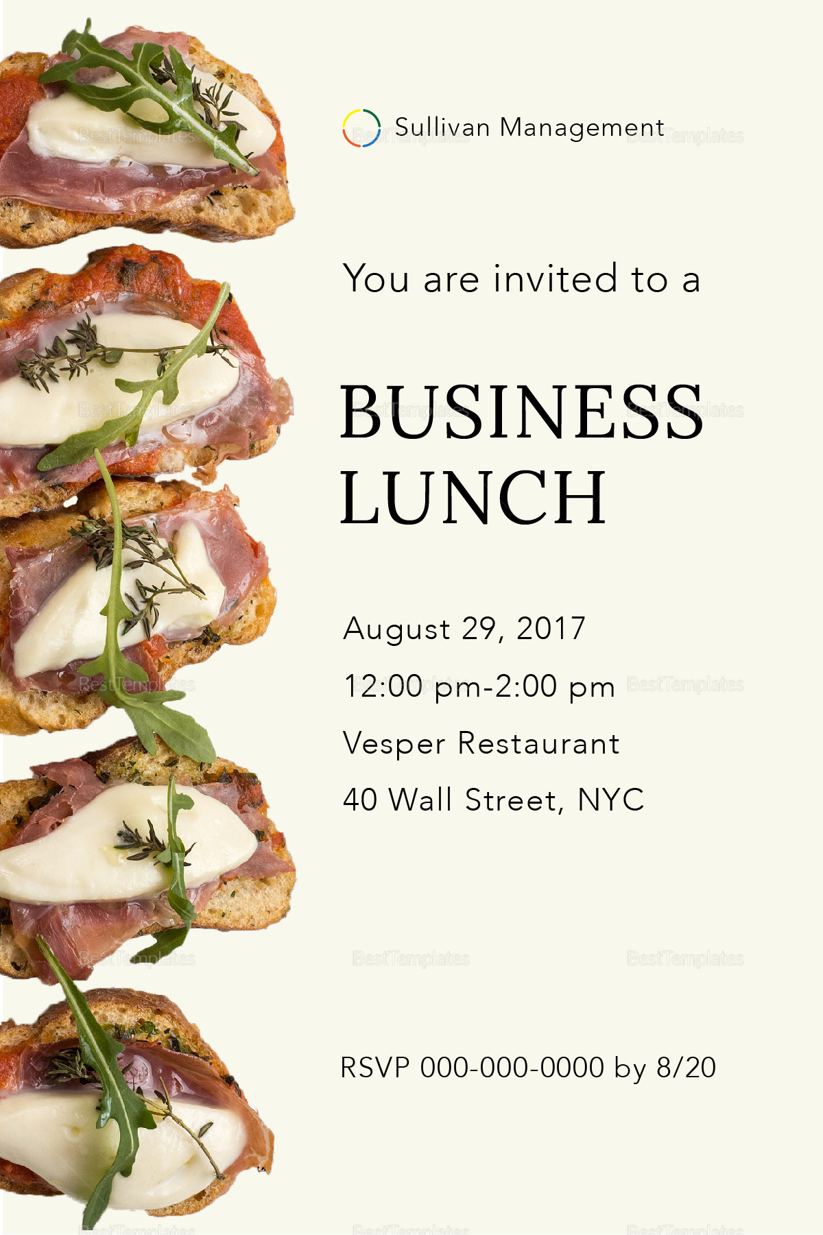 Business Lunch Invitation Design Template in PSD, Word, Publisher