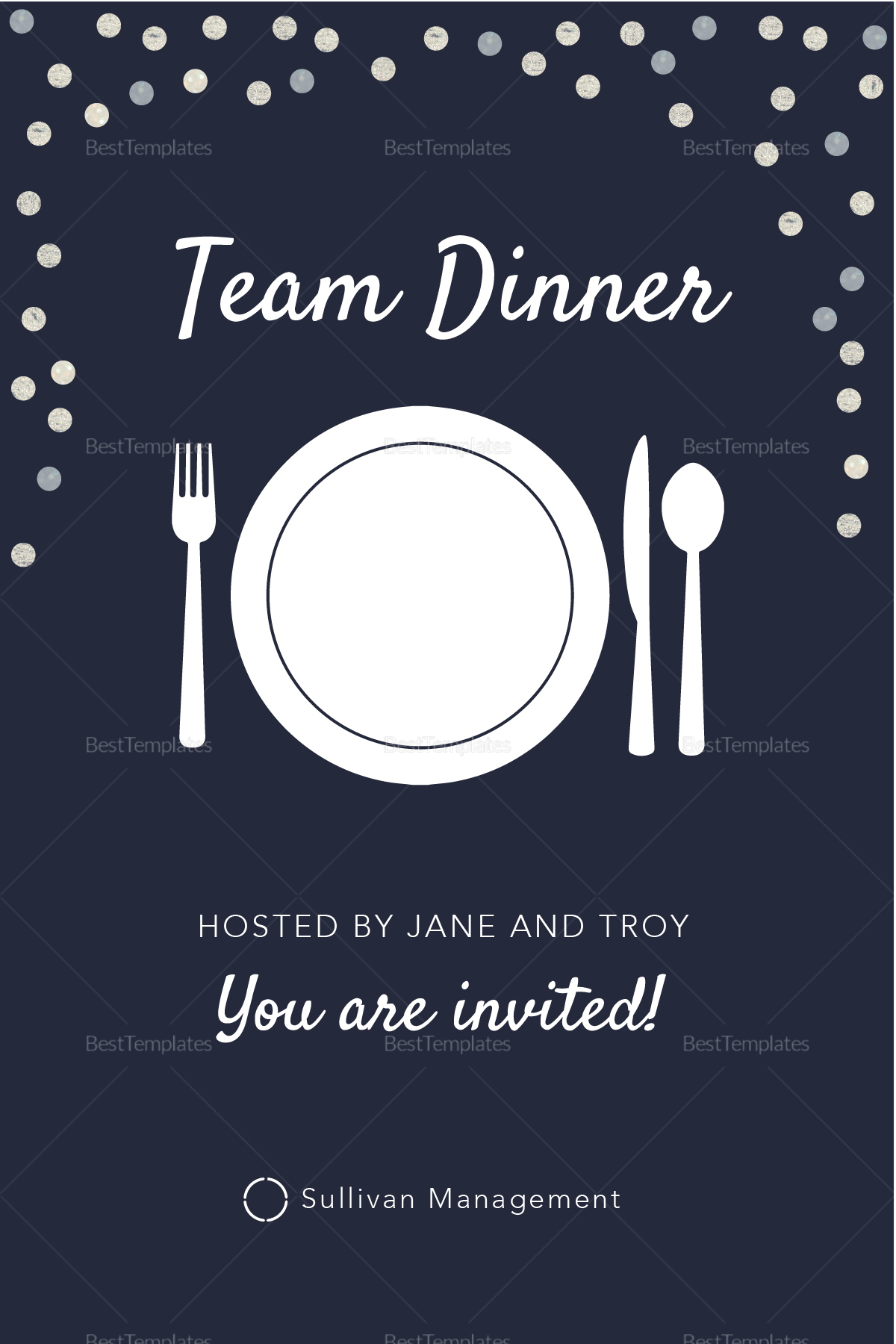 Elegant Team Dinner Invitation Design Template In PSD Word Publisher 