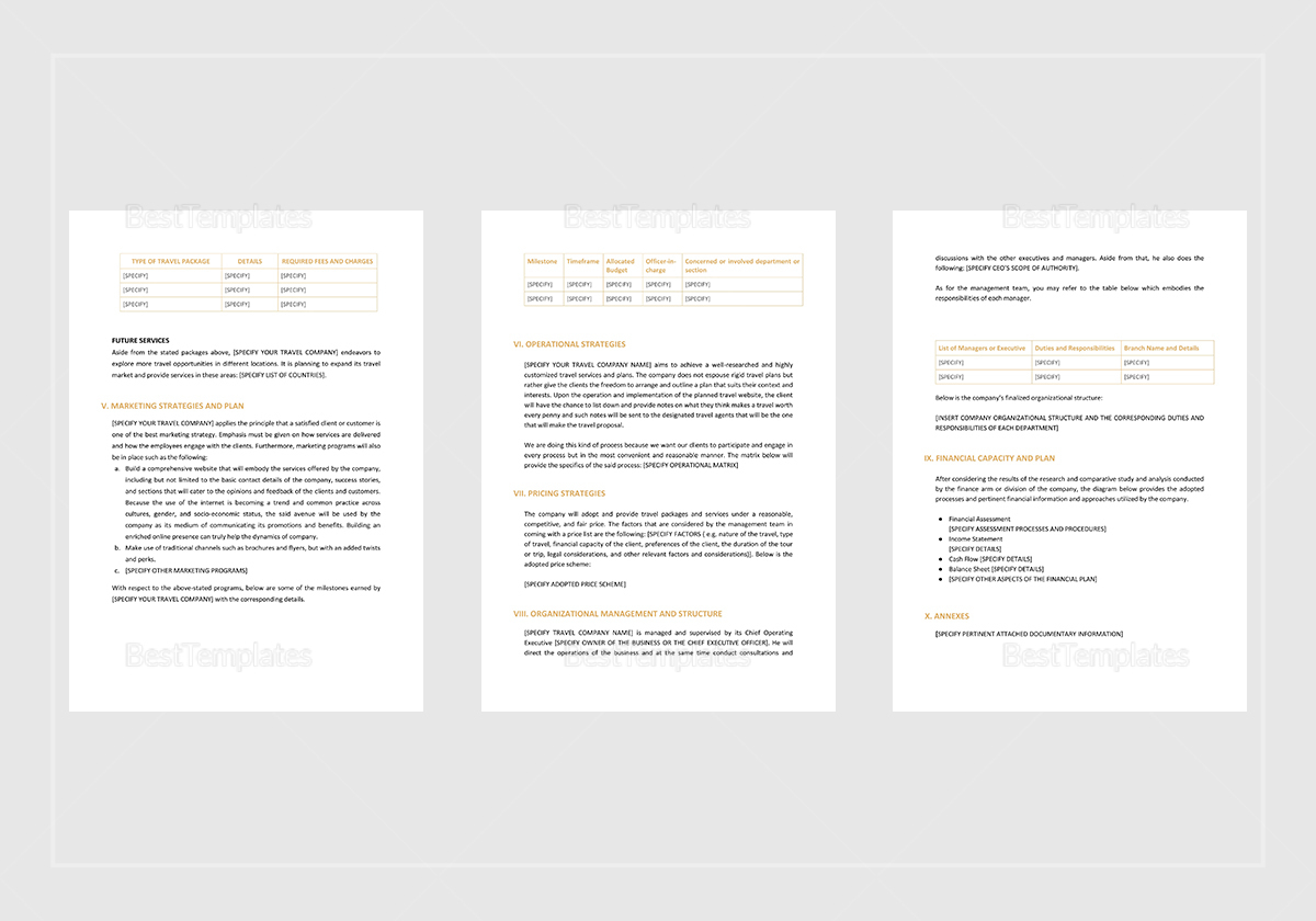 Simple Travel Business Plan Template