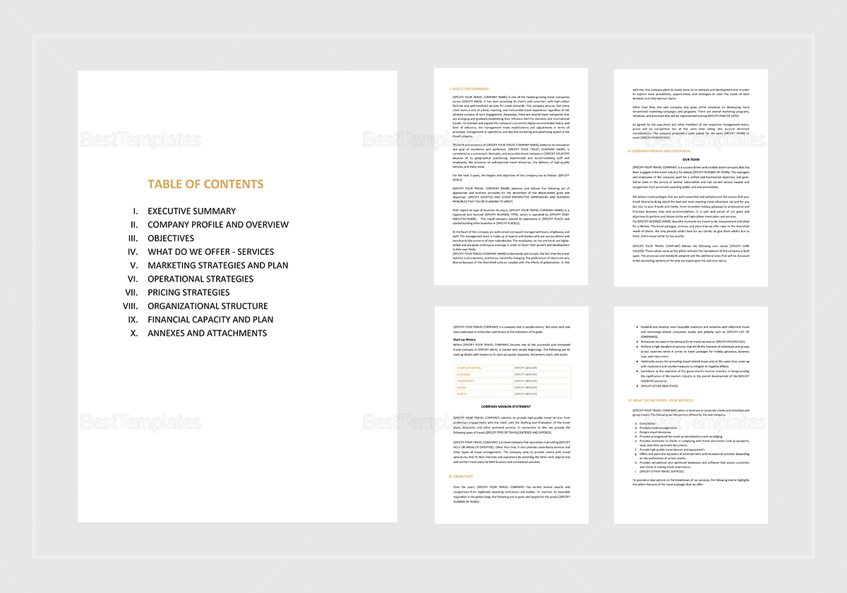 Travel Business Plan Template in Word, Google Docs, Apple Pages