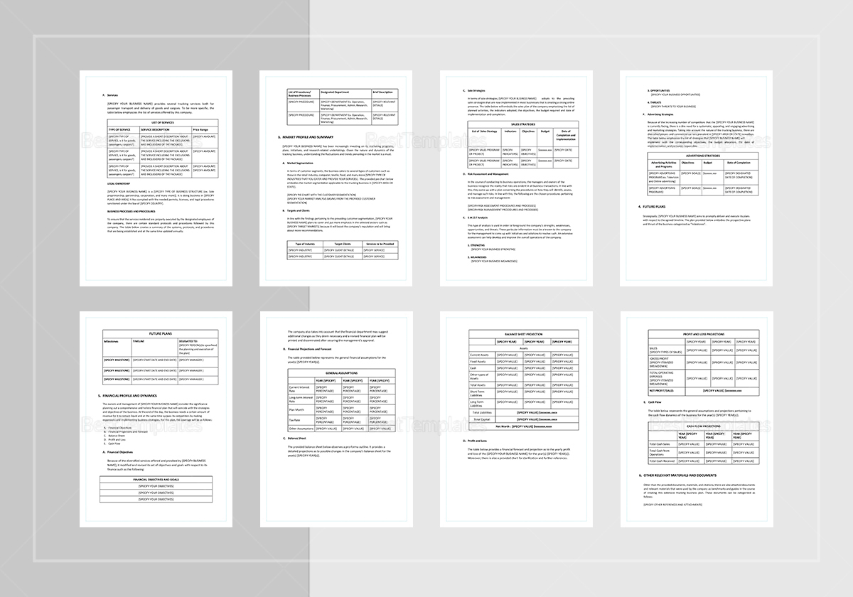 Trucking Business Plan Template in Word, Google Docs, Apple Pages