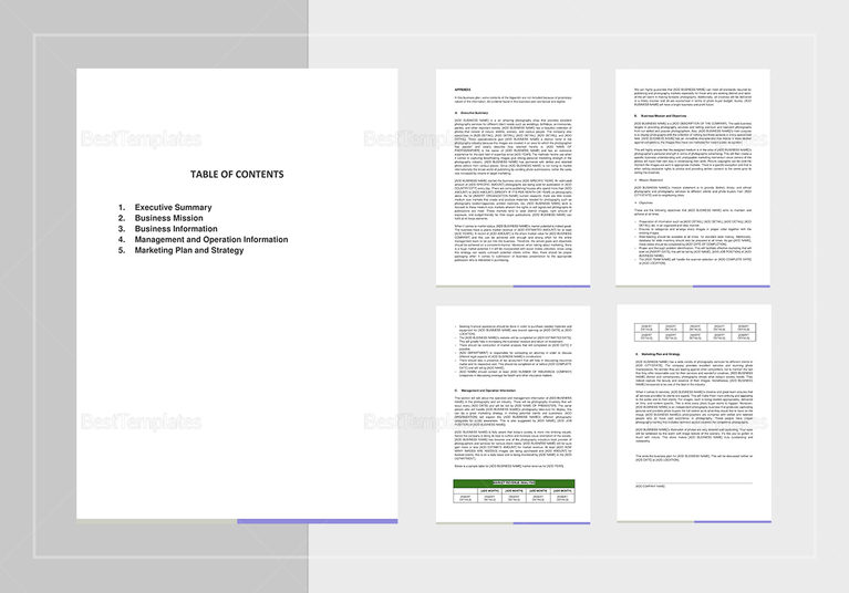 Photography Business Plan Template in Word, Google Docs, Apple Pages