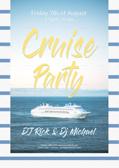 Summer Cruise Party Flyer Design Template in PSD, Word, Publisher ...