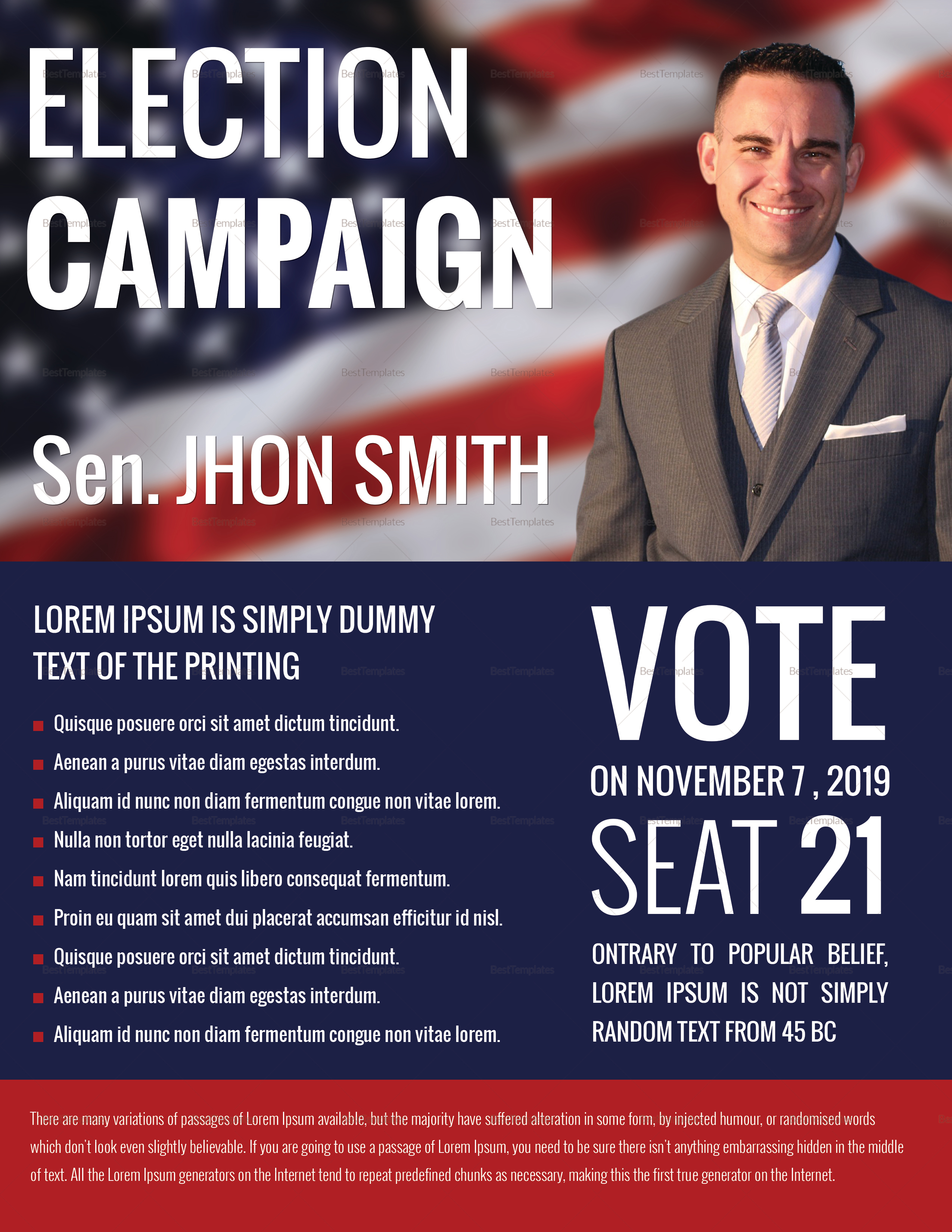 Political Campaign Flyer Design Template In Word Psd Publisher