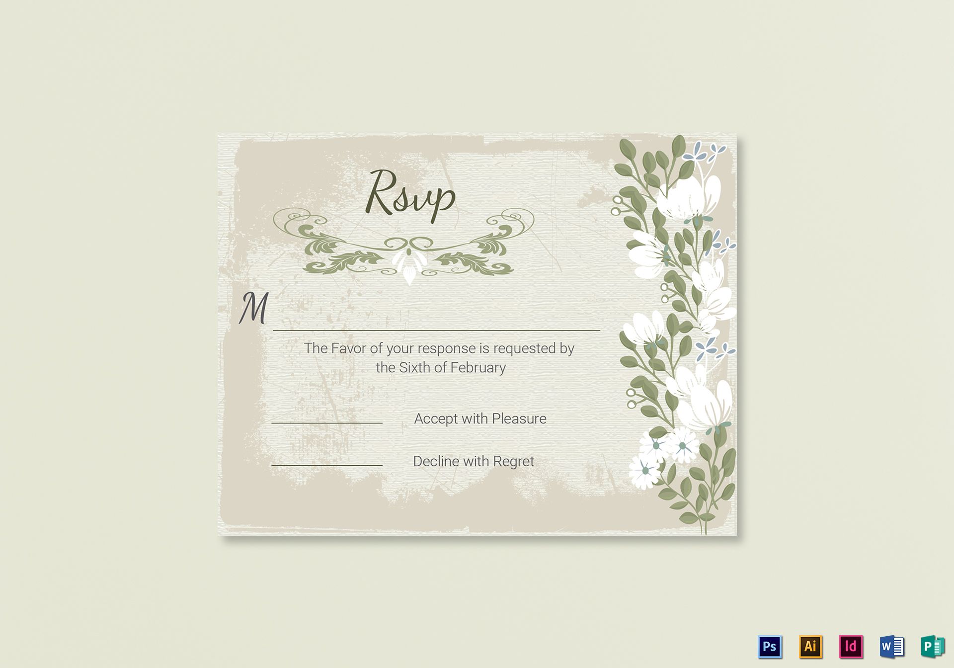 Vintage Wedding RSVP card Template