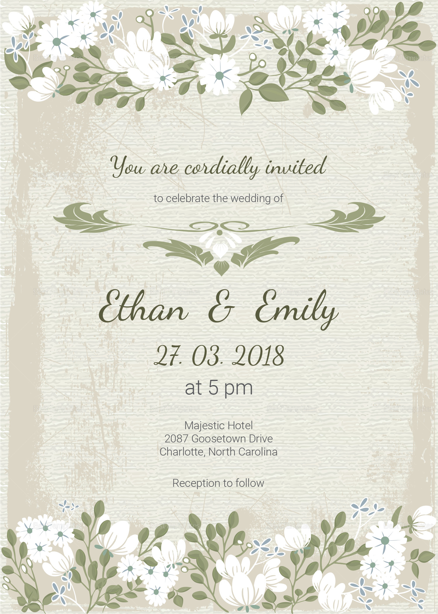 Vintage Wedding Invitation Card Template in PSD, Word, Publisher