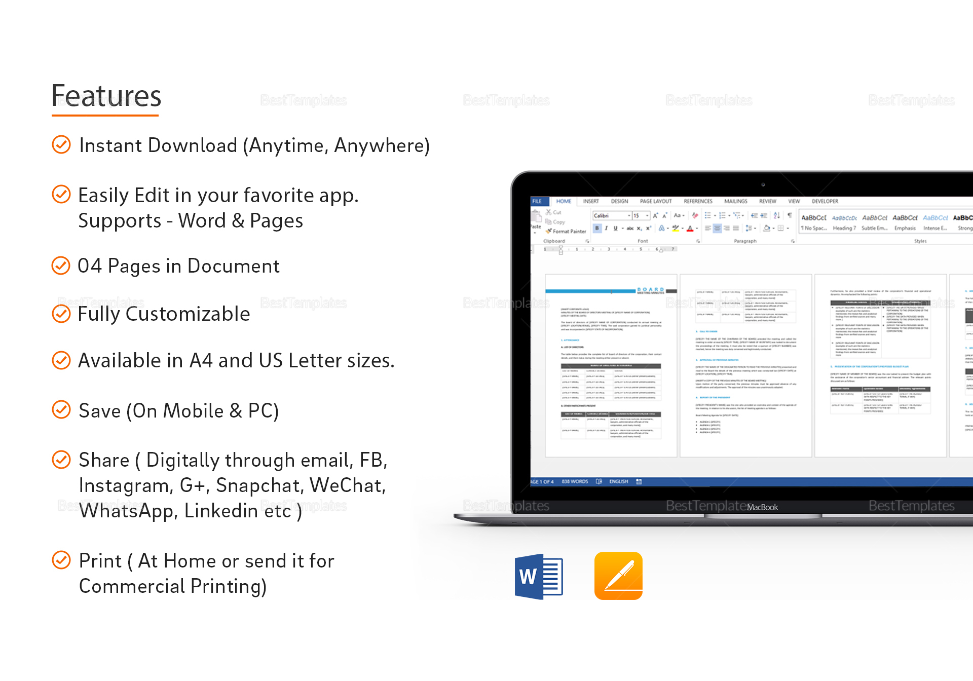 board meeting minutes template in word google docs apple pages board meeting templates