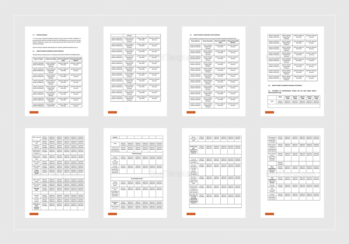 sales activity report template