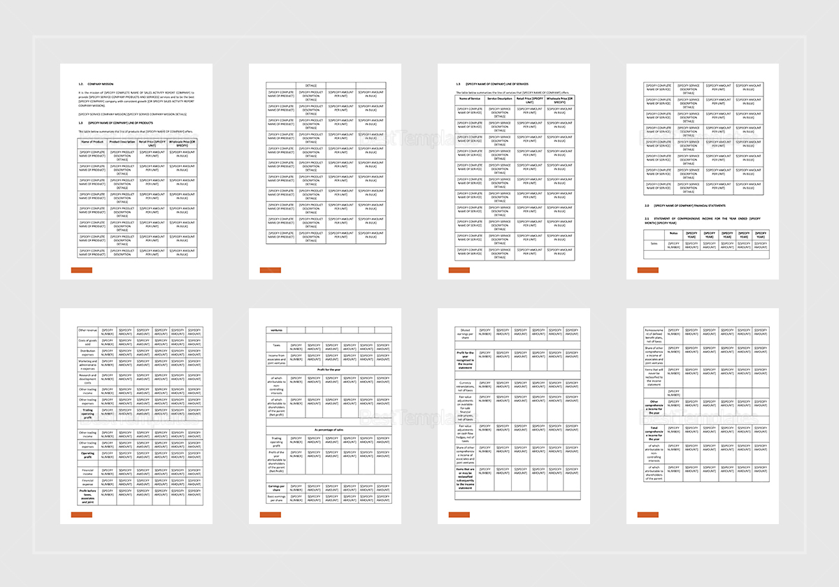 Simple Sales Activity Report Template