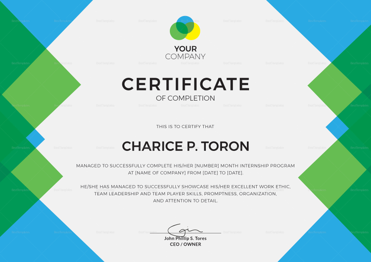 Company Internship Certificate Design Template in PSD, Word, Publisher ...