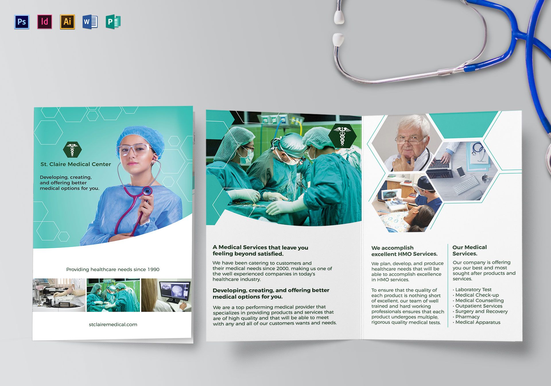 Medical BiFold Brochure Design Template in PSD, Word, Publisher