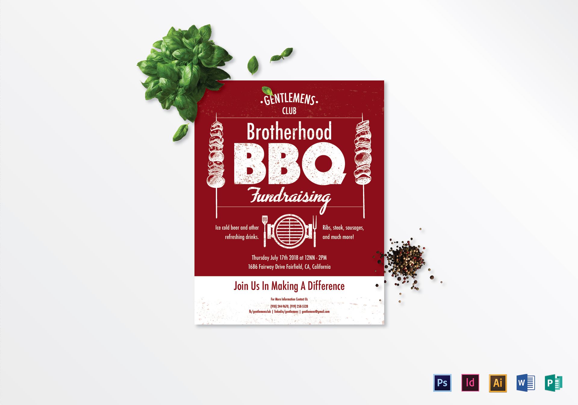 Barbecue fundraising Flyer Design Template in PSD, Word, Publisher With Fundraising Flyer Template