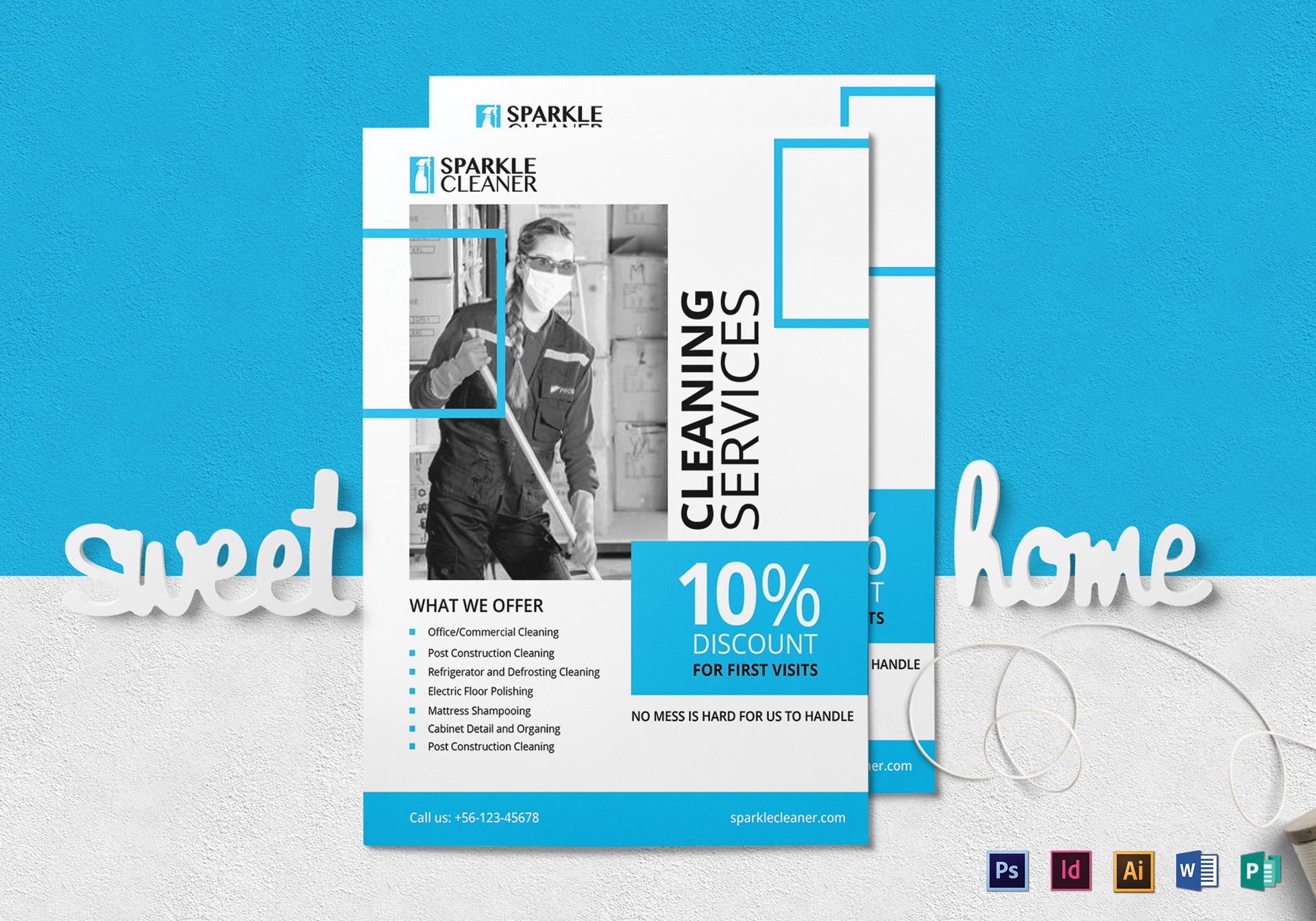 Simple Cleaning Service Flyer Design Template In PSD Word Publisher 