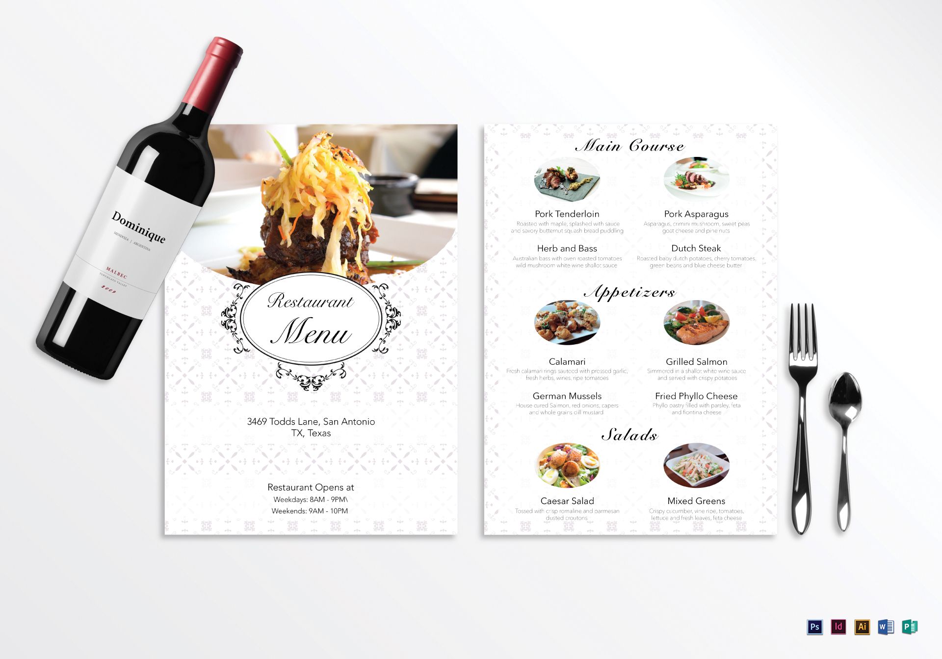 Blank Restaurant Menu Design Template In PSD Word Publisher