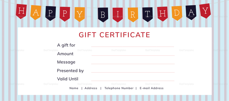 Happy Birthday Gift Certificate Design Template in PSD, Word ...