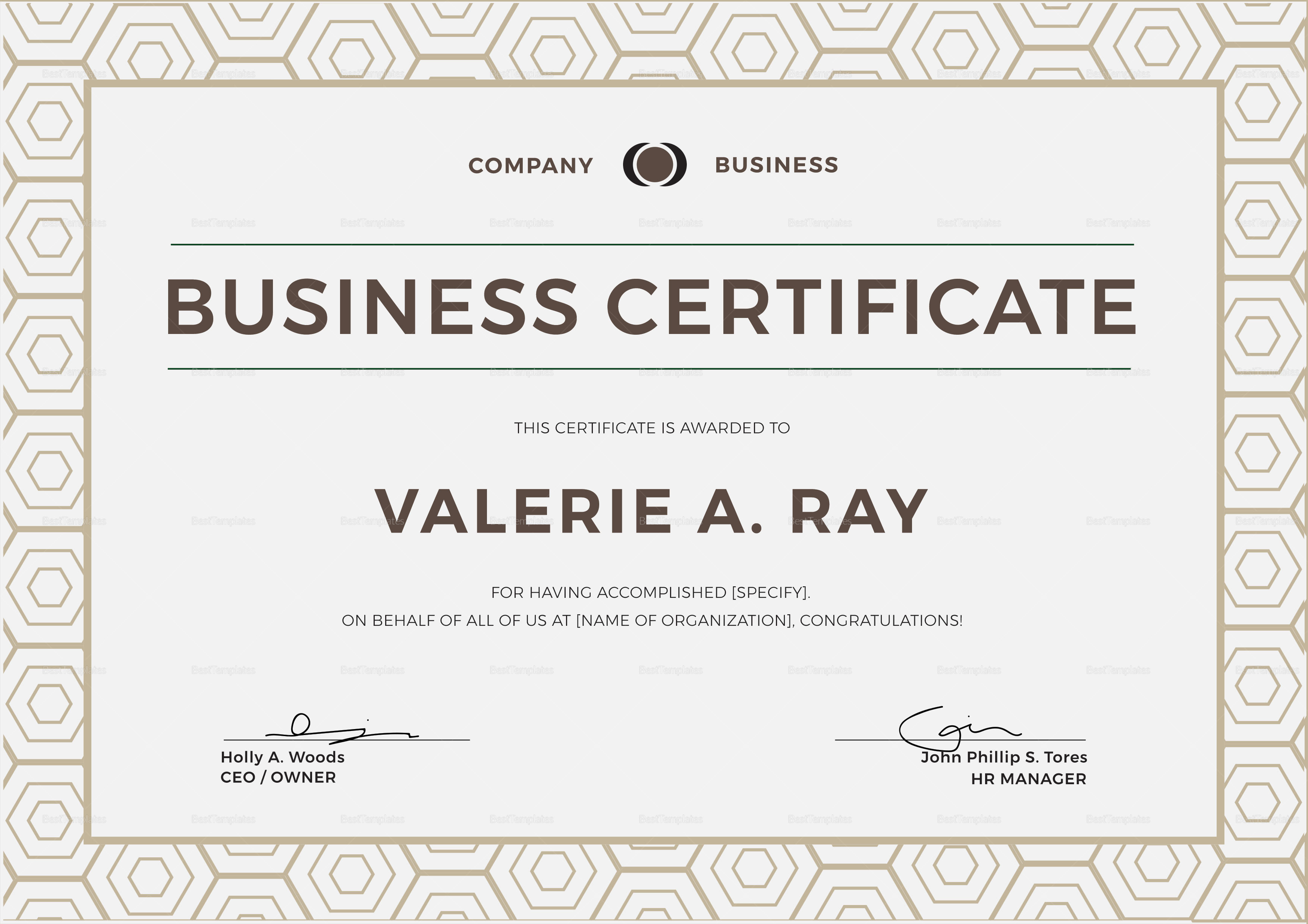 Business Certificate Design Template In PSD Word Illustrator InDesign