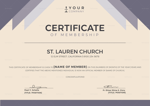 Church Membership Certificate Design Template in PSD, Word, Illustrator ...