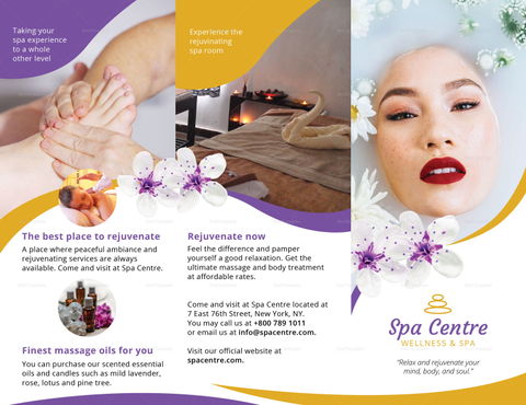 Spa Tri-fold Brochure Design Template in PSD, Word, Publisher ...