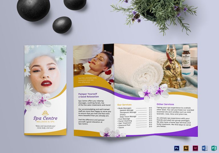 Spa Tri-fold Brochure Design Template in PSD, Word, Publisher ...