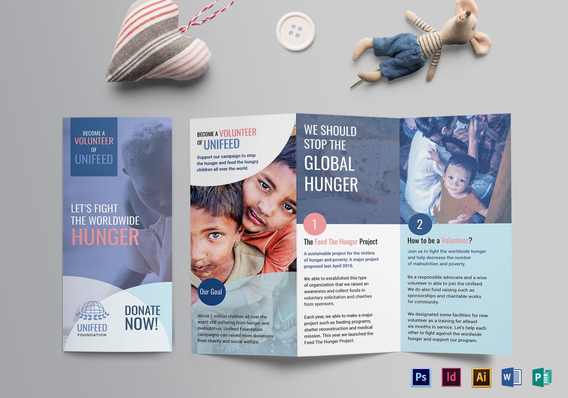 Charity Brochure Design Template in PSD, Word, Publisher, Illustrator