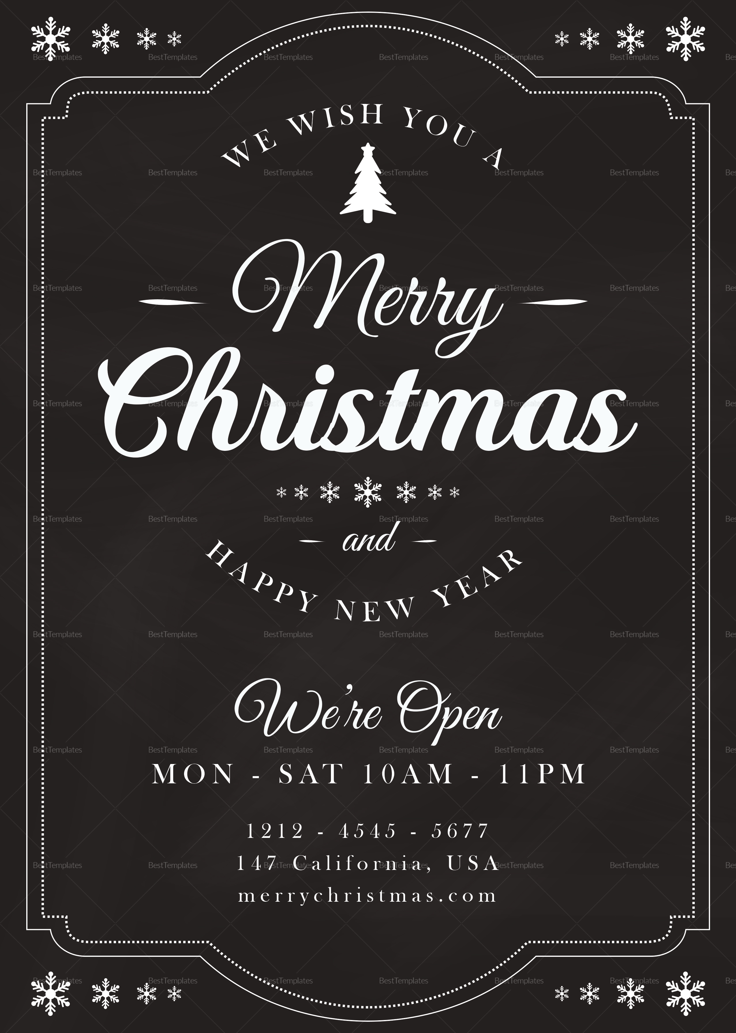 Christmas Chalk Menu Design Template in PSD, Word, Publisher