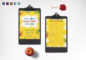 daycare menu template word