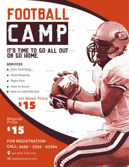 Football Camp Flyer Design Template in PSD, Word, Publisher ...