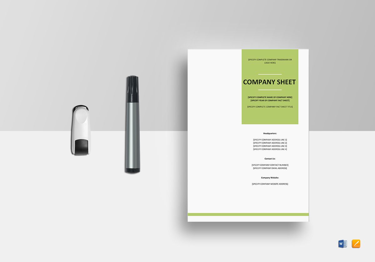 Company Fact Sheet Template in Word, Google Docs, Apple Pages