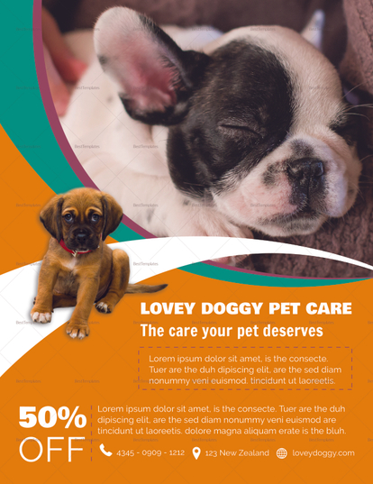 Pet Care Flyer Design Template in PSD, Word, Publisher, Illustrator ...