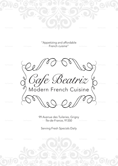 Modern French Menu Design Template in PSD, Word, Publisher, Illustrator ...