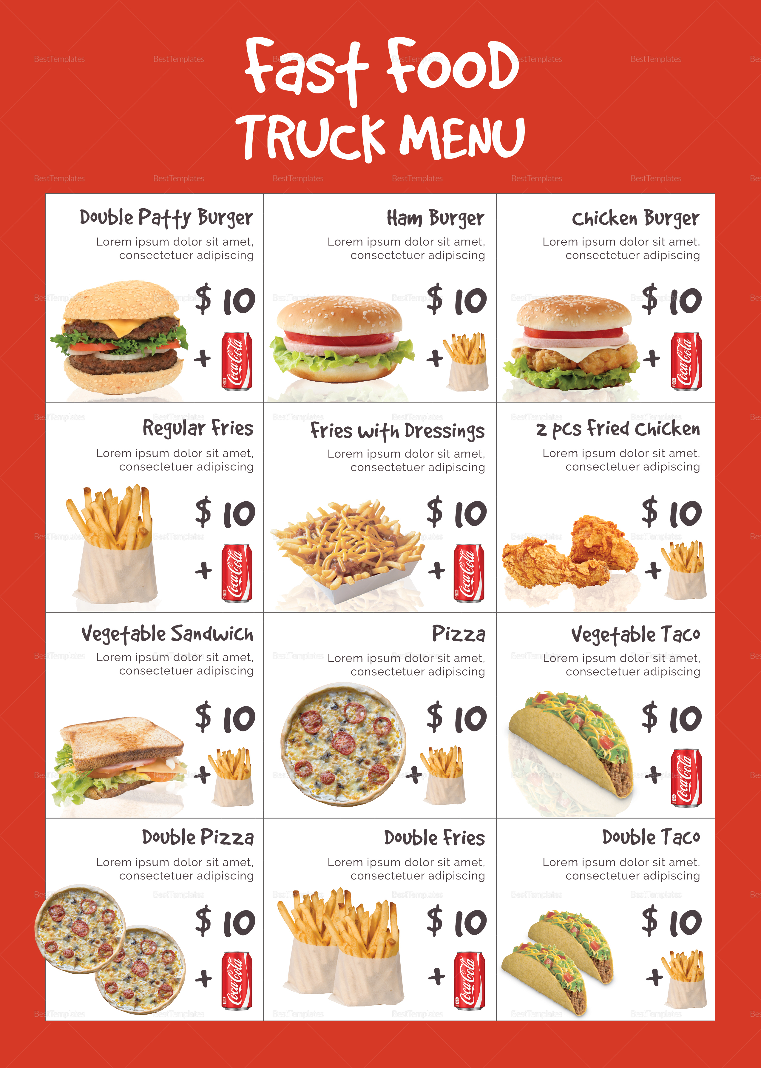 Food Price Menu Design Template In PSD Word Publisher Illustrator 