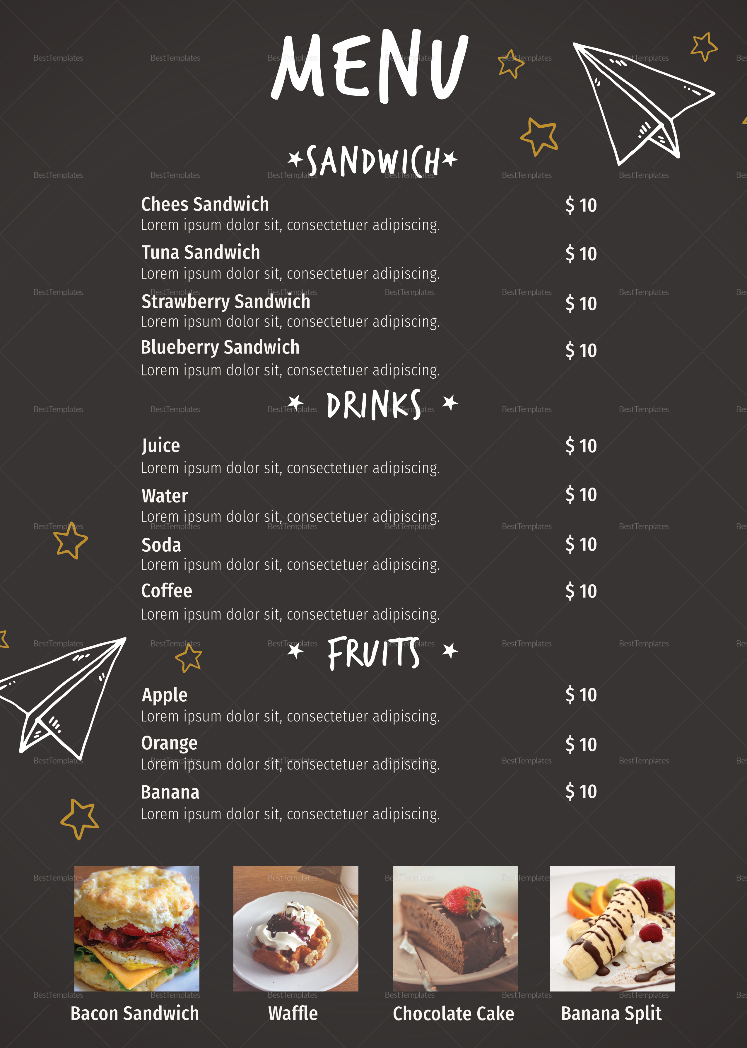 School Canteen Menu Design Template In PSD Word Publisher 