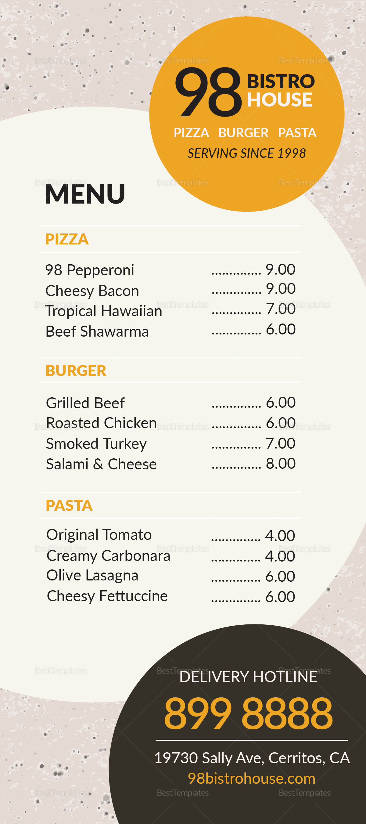 Takeaway Menu Template to Edit