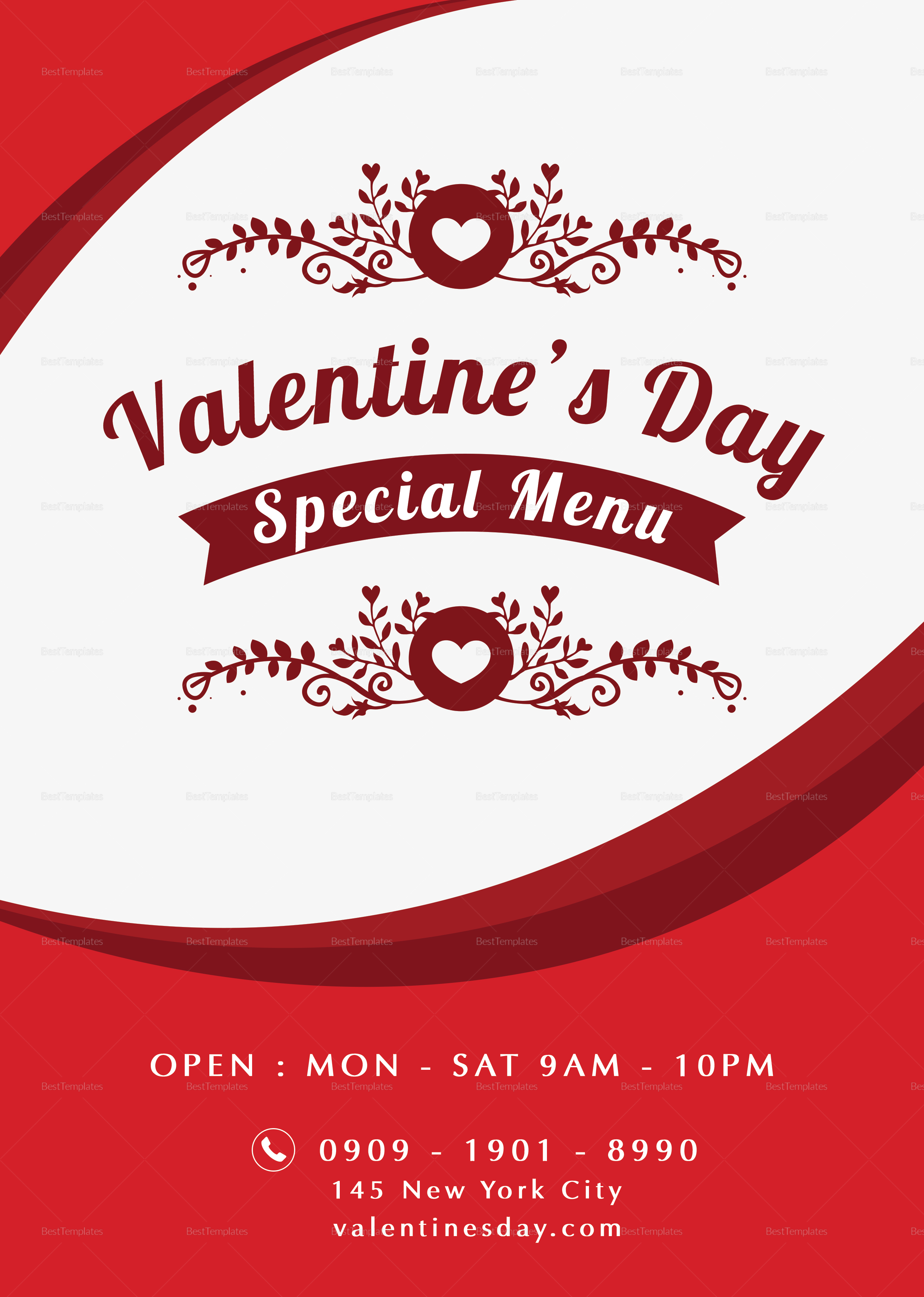 Valentines Menu Design Template In PSD Word Publisher Illustrator 