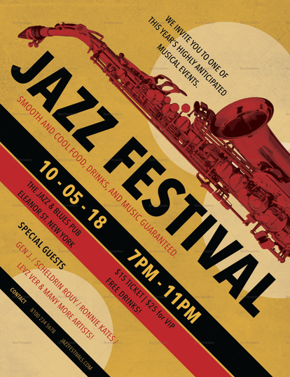 Jazz Festival Flyer Design Template in PSD, Word, Publisher ...