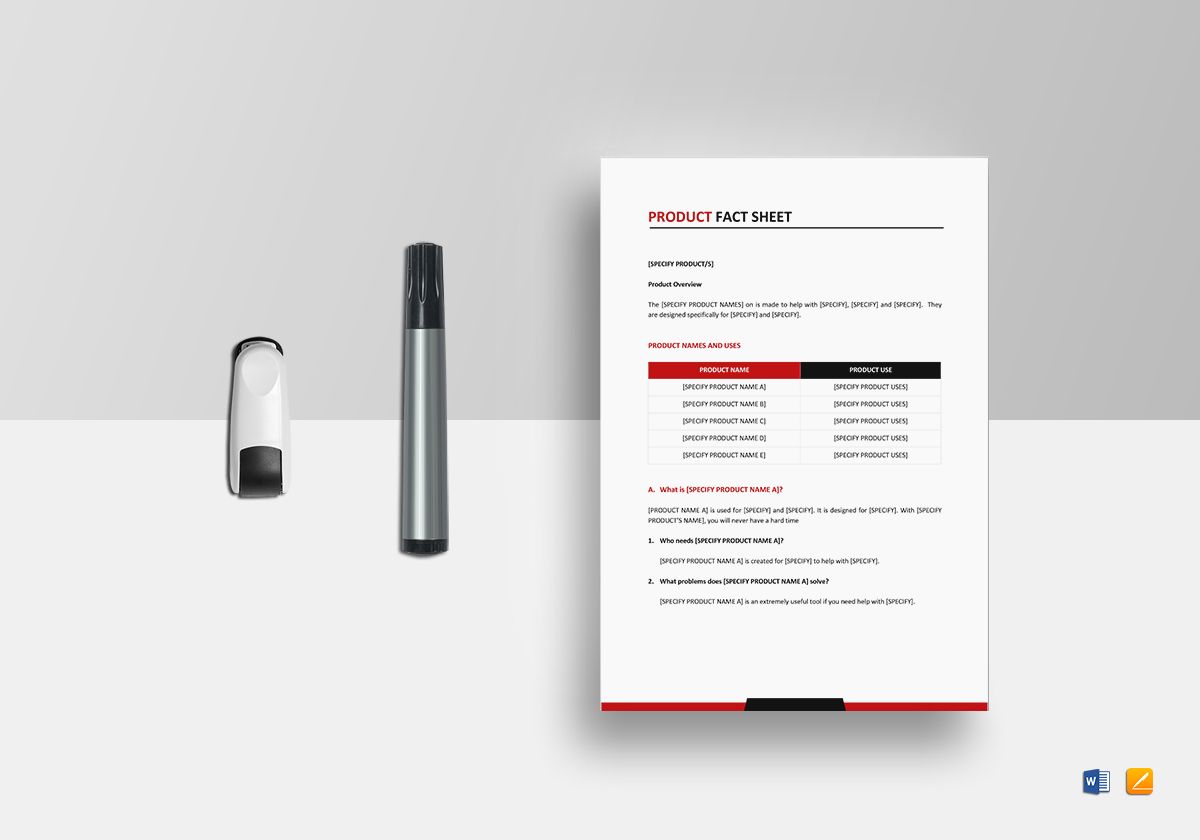 Product Fact Sheet Template