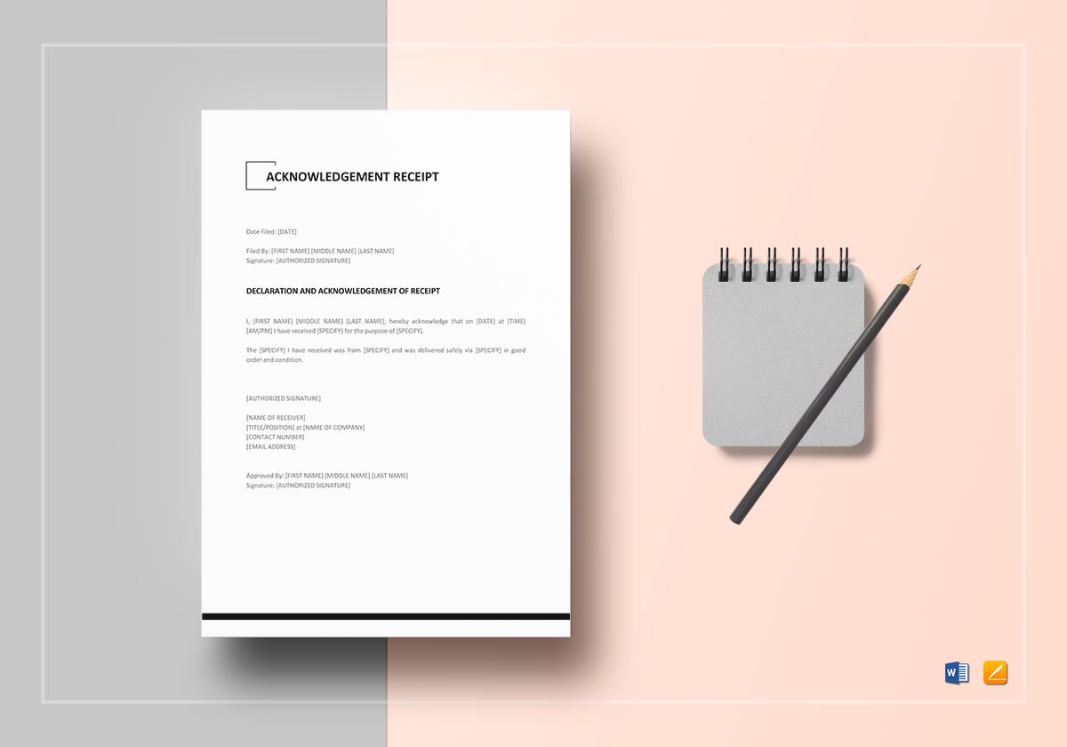 Acknowledgement Receipt Template in Word, Google Docs, Apple Pages1200 x 840