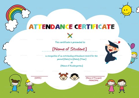 School Students Attendance Certificate Design Template in PSD, Word